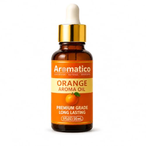 Image of AROMATICO Orange Diffuser Oil for Long-Lasting Fragrance. Premium Aroma Oil for Aromatherapy, Meditation & Concentration. Versatile Use in Diffusers, Air Fresheners - 30ml