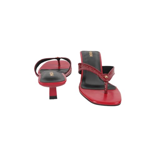 Image of Mochi Women Faux Leather Slip-on Heeled Sandal