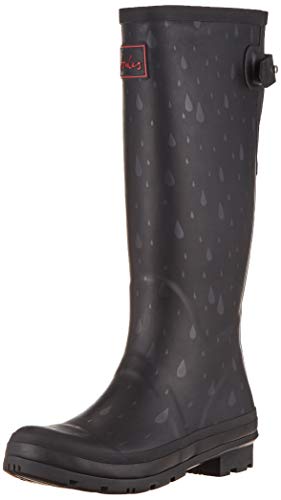 Joules Wellyprint, Botas de Agua Mujer, Negro Negro Gotas de Lluvia Blkrndrps,...