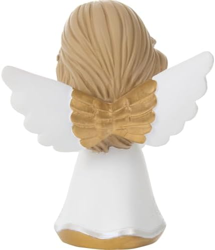Precious Moments 252428 Faith Mini Angel Figurine Holding Cross, Inspirational Resin Angel with Peach Wing Accents, Religious Gift for Communion or Confirmation — view 3