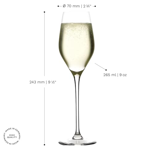 Foto von Stölzle Lausitz Champagner Gläser Exquisit Royal 6er-Set 265ml – Elegante Champagner-Cocktail Gläser ideal für Schaumweine – Kristall Sektgläser aus deutscher Herstellung – Spülmaschinen- & Stoßfest
