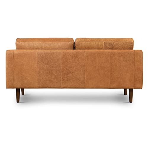 Poly & Bark Napa Leather Couch – 72-Inch Apartment Leather Sofa With Tufted Back - Full Grain Leather Couch With Feather-Down Topper On Seating Surfaces – Pure-Aniline Italian Leather – Cognac Tan #TOP6