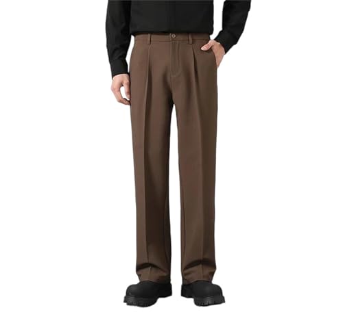 Men's Casual Business Elastic Waist Trousers Korean Style Slim Fit Black Gray Khaki Straight Pants Plus Size