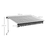 Outsunny 3.5 x 2.5m Electric Awning with Remote Controller, Aluminium Frame Retractable Awning, Half Cassette Sun Canopies for Patio Deck Door Window, Grey and White - Image 7