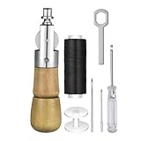 Matériau de haute qualité : la poignée de cette machine à coudre pour cuir est en bois et tient confortablement dans la main. La tête conique est fabriquée en métal de haute qualité, tranchante et durable. Veuillez être prudent lors de l'utilisation. La machine est légère et facile à transporter.