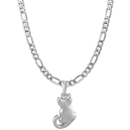 Pendentif en argent sterling 925 éléphant avec chaîne Figaro haut de gamme