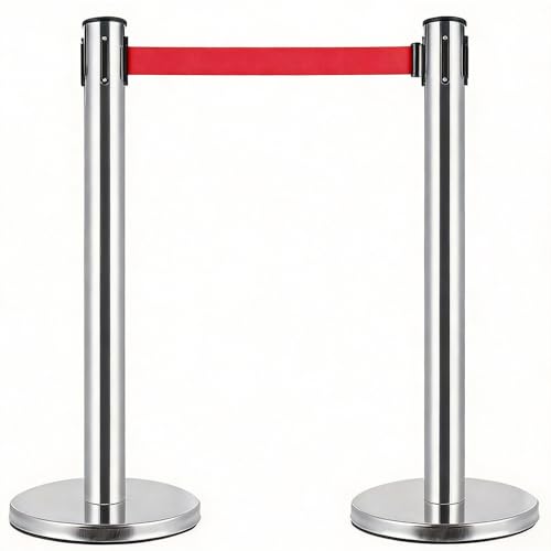 Poteau de guidage avec base lestée et sangle rétractable pour file d'attente