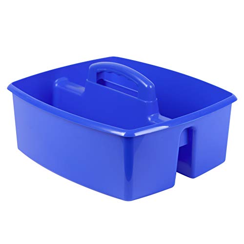 Image of Storex 2-Compartment Large Craft Caddy - Multipurpose Classroom Organizer with Handle, Assorted Colors, 6-Pack (00948A06C)