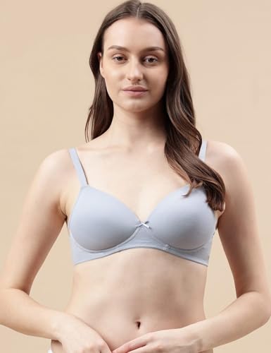 Image of Marks and Spencer Womens Cotton Mix Plain Sweetheart Neck Bra T33 3208K 34 DD Powder Blue