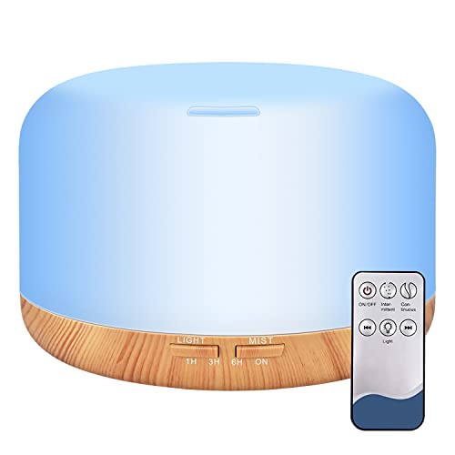 Essential Oil Diffusersï¼450ml Ultrasonic Aromatherapy Diffuserï¼14 Color Lightsï¼ Timer and Auto-Off Safety Switch ï¼Home Office Room& Bedroom (Yellow)