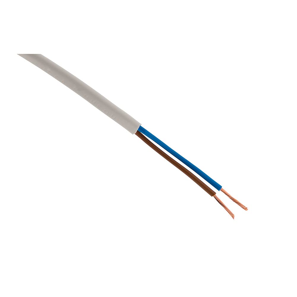 Zenitech - Kabel Zasilający H03VVH2-F 2x0,75 mm² - Biały - 5m - Płaska Struktura - Jakościowa Izolacja PVC - Do Użytku Wewnętrznego - Idealny do Lekkich Urządzeń i Narzędzi