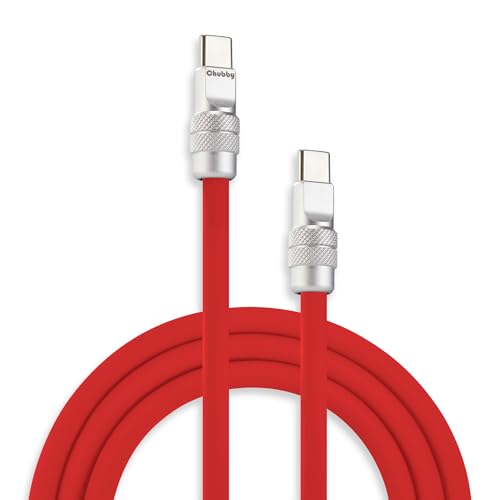 Image of chubbycable Chubby 2.0 USB C 240W Fast Charging Cable Silicone Soft Durable USB C Cable Extra Thick Charger Cord Compatible with iPhone 17-15 Series iPad, Red, Type-C to Type-C, 3.3FT