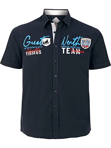 Jan Vanderstorm Herren Kurzarmhemd Freydis dunkelblau XL - 43/44
