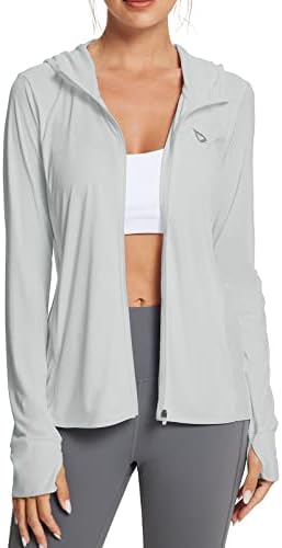 BALEAF Women's UPF 50+ Sun Jacket Quickly Dry Lightweight Moisture Wicking Sunscreen Sun Protection Shirt with Pockets Outdoor Hiking Performance Grey S