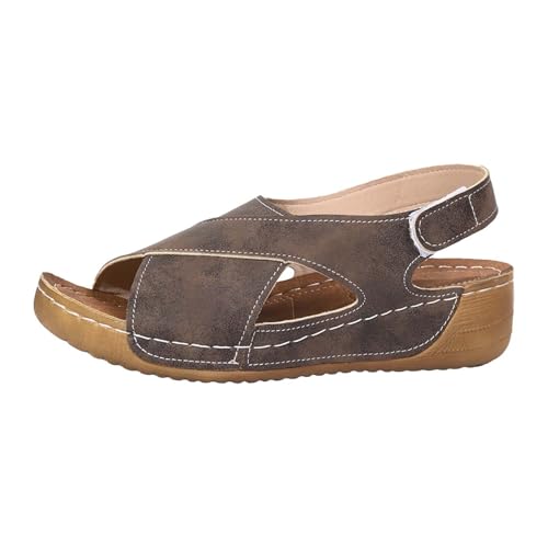 Zapatos para mujer al aire libre 40 con parte inferior plana, zapatos romanos, sandalias de verano para mujer, sandalias de moda para mujer, zapatos de bicicleta de montaña para mujer, 39, marrón, 41