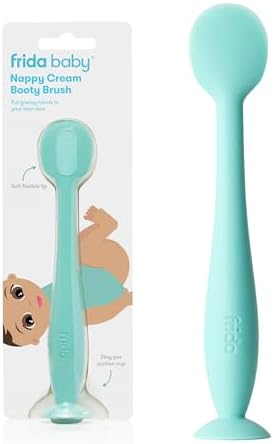 Frida Baby Nappy Cream Booty Brush | 100% Silicone Spatula, Diaper Rash Ointment and Butt Paste Applicator with Suction Base, Nappy Bag Essential