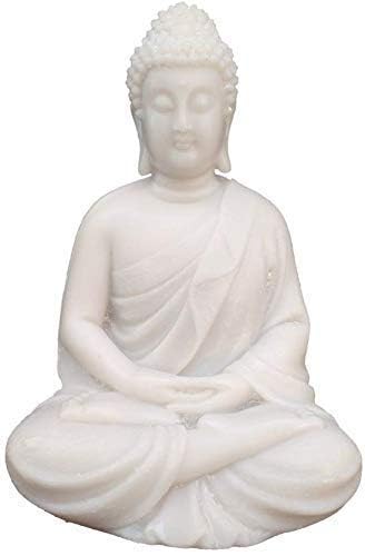 Image of New Handcrafted Dhyan Buddha Statue Aquarium Pond Fountains and Water or Fish Tank Meditation Buddha Statue Lord Figurine Idol Gift Items (White)