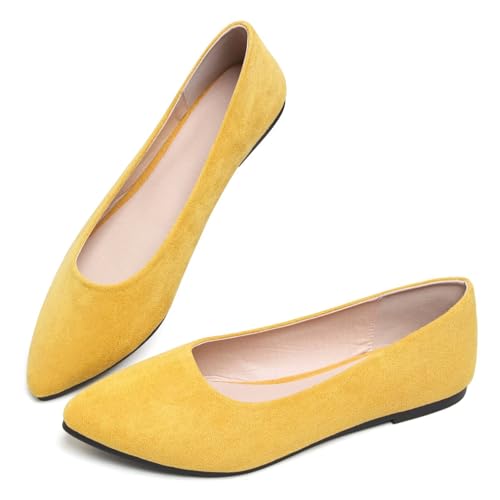 Image of Dear Time Women's Pointed Toe Ballet Flats Simple Casual Office Work Flats Slip-on Comfortable Shoes