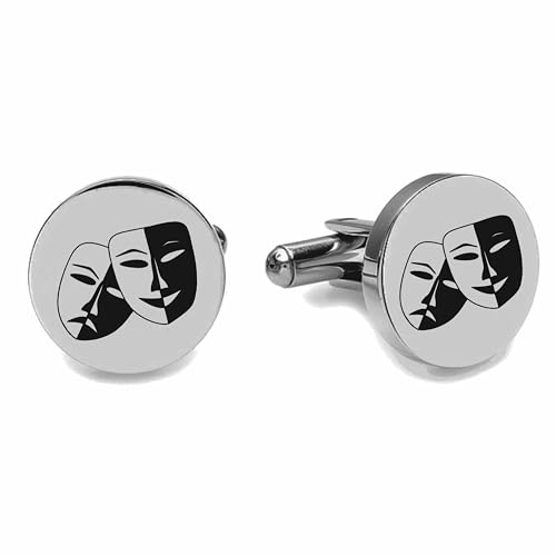 Mancuernillas Plata Grabadas Máscaras Comedia y Tragedia miniatura 1