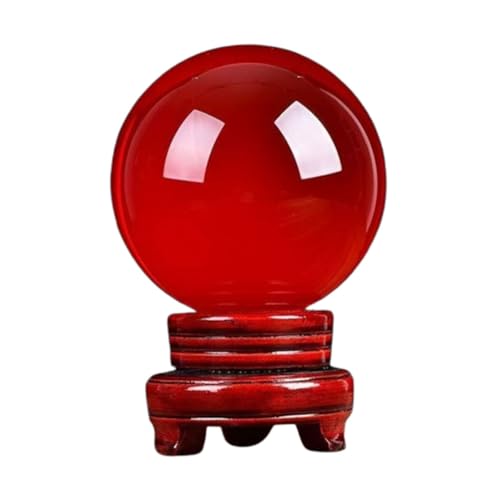 Boule de cristal rouge de 12cm, le cadeau Feng Shui idéal avec support
