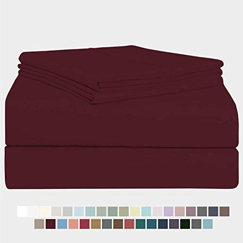 Image of BEVI - Home Premium Solid Plain Single Bedsheet with 1 Pillow Cover 300 TC Microfiber for Single Bed | Size (60 inch x 90 inch) Wine