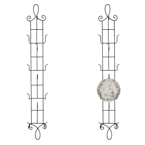 HOHIYA Tea Cup and Saucer Wall Display Rack Stand Holder Teacup (Black, Pack of 2)