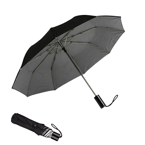 3 Fold Folding Umbrella for Men & Women | Windproof Waterproof Travel Umbrella | Compact Lightweight Portable Umbrella with Strong Metal Frame | Rain & Sun Protection | Black-image-37
