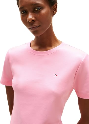 Tommy Hilfiger Damen T-Shirt Kurzarm New Slim Cody mit Rundhalsausschnitt, Rosa (Classic Pink), M – Ansicht 4