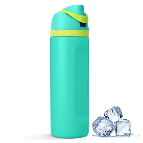 ZAKVOP Botella Termica con Pajita, 710ml Botella Agua Acero Inoxidable con Tapa 2 en 1, Termo sin BPA, Water Bottle Cantimplora para Bebidas Frías y Calientes (Verde)