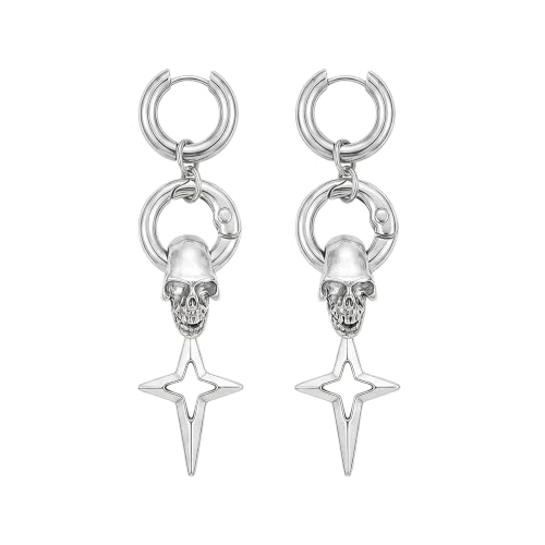 Boucles d'oreilles punk squelette pendante, le cadeau idéal pour amateurs de rock