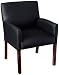 Boss Office Products Reception Box Arm Chair with Mahogany Finish in Black