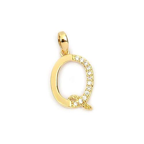 Pendentif Alphabet Lettre Q plaqué Or 750/000 avec poinçon de garantie