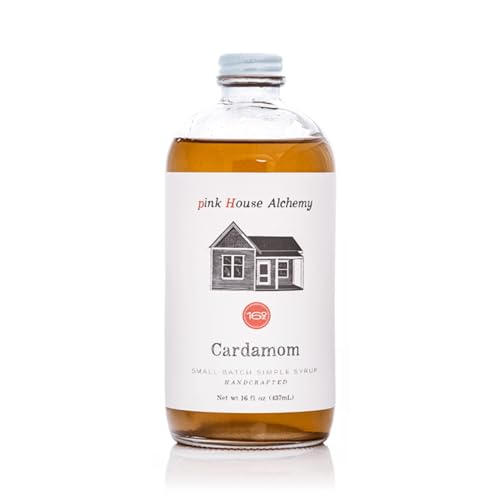 Image of Pink House Alchemy Cardamom Simple Syrup, 16 oz, Handcrafted, All-Natural | Small-Batch Mixer for Cocktails, Coffee, Mocktails, Baking, All Holidays Gourmet Gift, Made in Fayetteville Arkansas