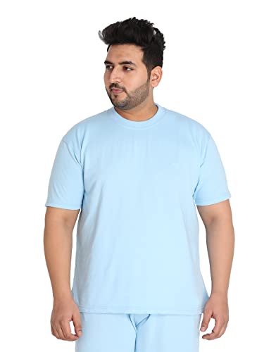 Image of CHKOKKO Men's Plus Size Terry Cotton Loose Fit Half Sleeves T-Shirt