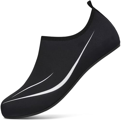 gitzing Water Beach Swim Shoes Women Quick Dry Sea Shoes Men Breathable Aqua Lightweight Barefoot for Surfing Running Driving Pool Yoga, Black 8 UK/42 EU