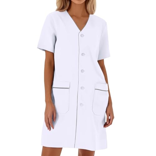 Blouse de laboratoire blanche ample pour journées actives, robe pull élégante XXL en gris