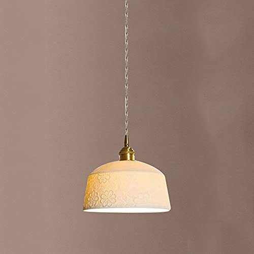 Lámpara colgante de cúpula blanca y crema nórdica E27 regulable para iluminación de techo interior