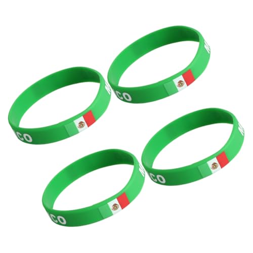 KOMBIUDA Strong Silicone Bracelets 4pcs Country Flag Wristbands Rubber Wristbands for Men Sports Fan Bracelets Elastic Adjustable