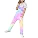 Girls Sleeveless Jumpsuits Fashion Tie Dye Romper Pants Casual Spaghetti Straps Overalls with Pockets for 5-14 Years
