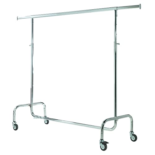 Deco Woerner Höhenverstellbarer Profi Roll-Garderobenständer Schwerlast-Konfektionsständer Kleiderständer 125-200 cm Silber Cover