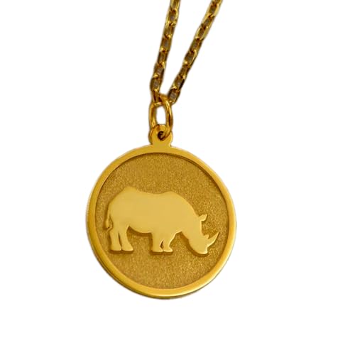 Chaîne 45 cm avec pendentif rhinocéros pour style sauvage