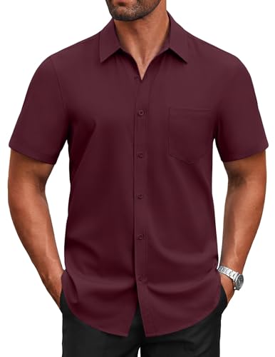Chemise boutonnée à manches courtes pour hommes COOFANDY décontractée
