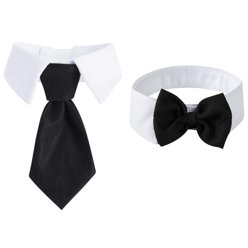 TRKETK 2 Pièces Colliers de Smoking Réglables pour Chien et Chat Noir Nœud Papillon Formel Cravate Accessoires Approprié pour Animaux De Compagnie Mariage...