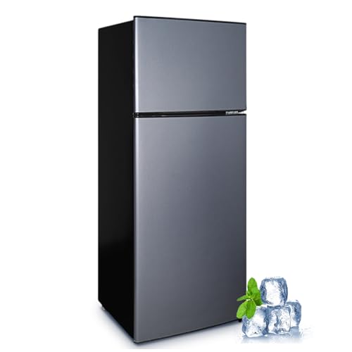 Image of Cucina Magica 8.5 cu.ft Dual-Door Apartment Refrigerator with Freezer and Adjustable Thermostat - Slide-Out Glass Shelves for Dorms, Offices, RVs, and Homes