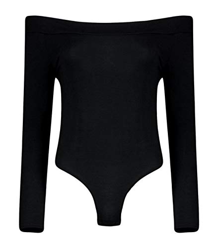 Ladies Fancy Off Shoulder Printed Plain Leotard Bodysuit Womens L...