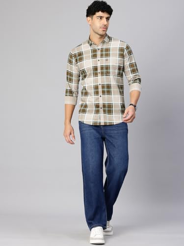 Image of Majestic Man Stylish Slim Fit Cotton Spread Collar Checked Casual Shirt