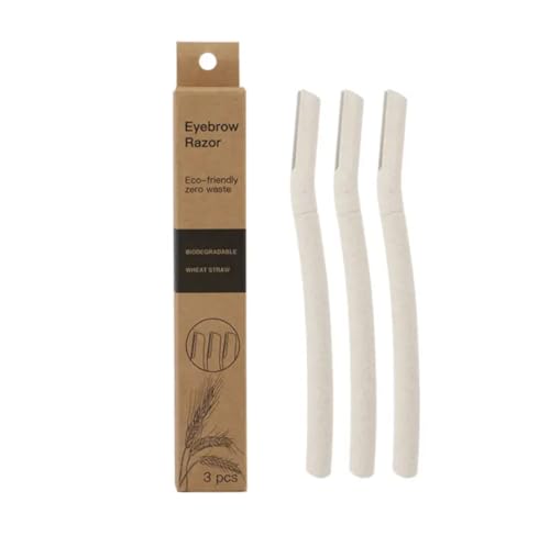 Eco-Friendly Dermaplaning Razor – Biodegradable Wheat Straw Handle with Precision Stainless Steel Blade & Micro-Guard – Sustainable Eyebrow & Face Exfoliating Tool for Smooth Skin (White)
