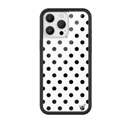 Image of Wildflower Cases - Compatible with iPhone 16 Pro Max | Protective Black Bumper, 6.5ft Drop Test Certified, Women Owned Small Business | Spots Aesthetic Trendy Cute | Polka Dot - White & Black