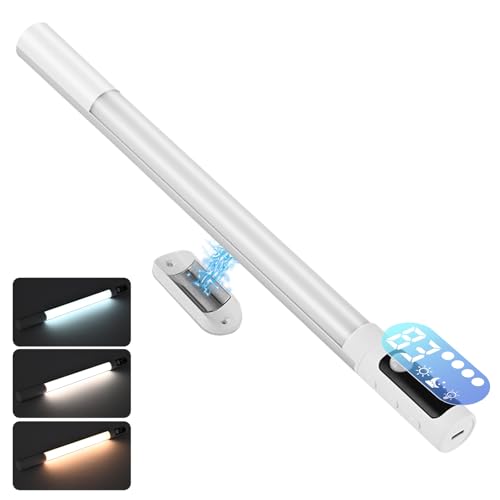 Rechargeable Under Cabinet Lighting, LED Closet Lights Motion Sensored with Digital Display, 3 Color Dimmable Indoor Rotatable Under Cabinet Lighting Wireless for Kitchen, Magnetic Mounting - 2 Pack