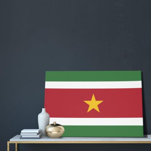 Toile moderne drapeau Suriname déco murale grand tableau de chambre